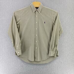Ralph Lauren Men's Size Large Button Front Shirt Long Sleeve Olive‎ Green Plaid
